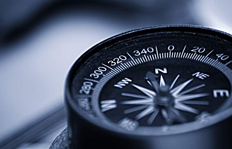 Close up of a compass