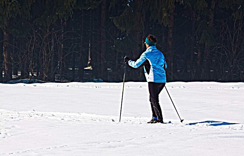 Cross country skiier on a trail